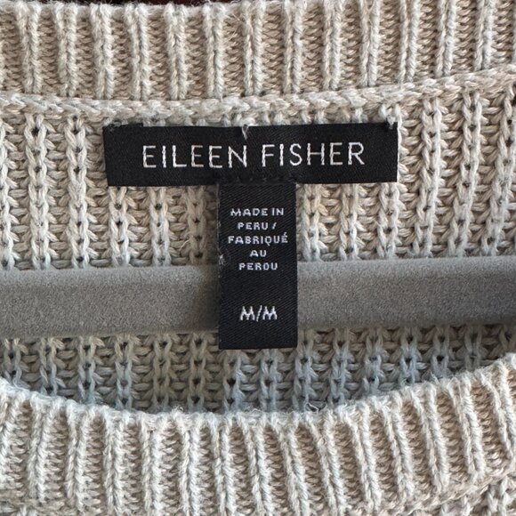 Eileen Fisher Cotton Tencel Blend Knit Drop Shoulder Sweater Size M Quiet Luxury - Picture 2 of 5